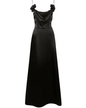Philipp Plein Floral-Detail Maxi Dress - Black