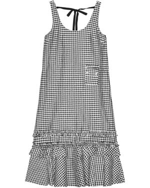 Ganni Gingham-print Dress - Grey