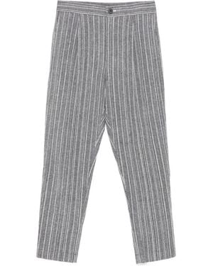 Tessitura Stripe-Pattern Tapered Trousers - Grey