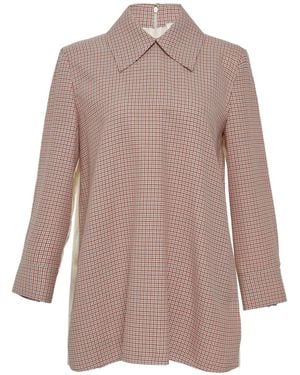 Jil Sander College Checked Top - Brown