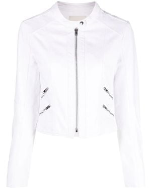 Isabel Marant Leys Band-Collar Denim Jacket - White