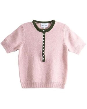 Nikki Chasin Button-Placket Short-Sleeve Jumper - Pink