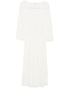 Antonino Valenti Nocciola Wavy-Knit Long-Sleeve Midi Dress - White
