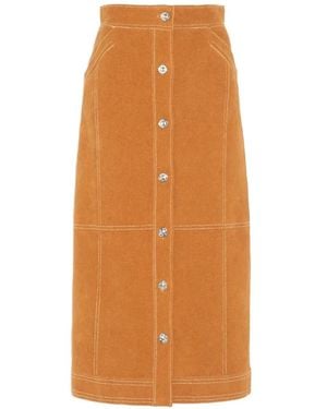 Barrie Button-Fastening Midi Skirt - Orange