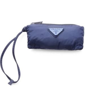 Prada Pochette Compactable En Nylon Recyclé - Bleu