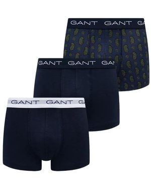GANT Set De Tres Bóxeres Con Estampado De Cachemira Y Logo En La Cinturilla - Azul