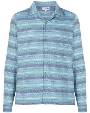Amir Slama Logo-Engraved Jacquard Shirt - Blue