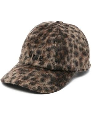 MSGM Baseballkappe mit Leoparden-Print - Braun