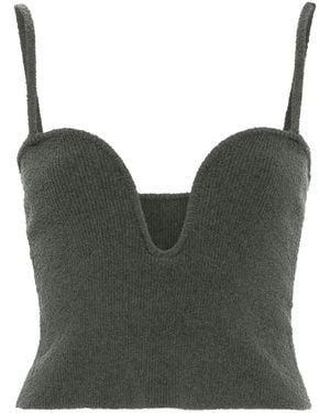 Nanushka Bouclé Cropped Tank Top - Grey