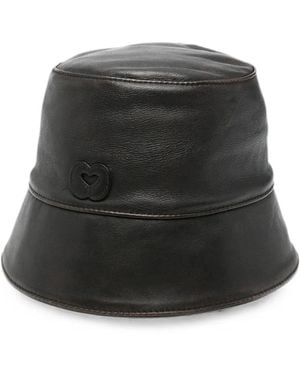 Maje Logo-Patch Leather Bucket Hat - Black