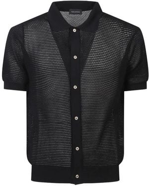 Tagliatore Tracy Mesh-Knit Shirt - Black