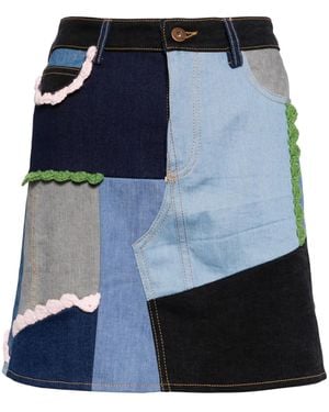 CAVIA Patchwork Denim Miniskirt - Blue