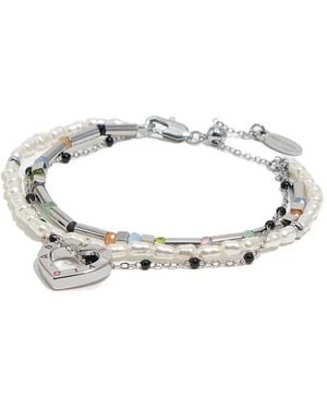Bimba Y Lola Heart Charm Beaded Bracelet - White
