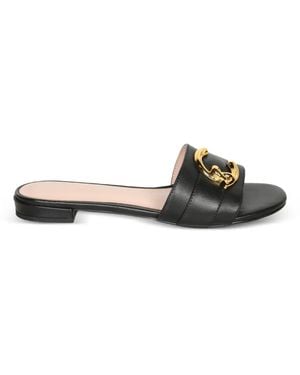 Coccinelle Logo-Plaque Leather Sandals - Black
