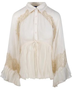 Mes Demoiselles Deccala Lace Ruffled Blouse - White