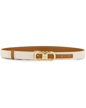 Ferragamo Reversible And Adjustable Gancini Belt - White