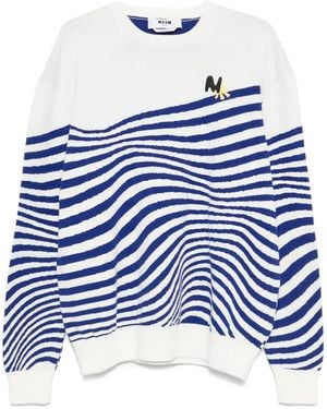 MSGM Swirl Cotton Sweater - Blue