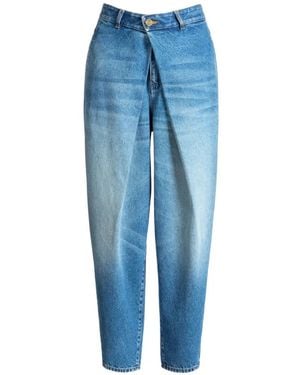 Balmain Denim Barrel-Leg Jeans - Blue