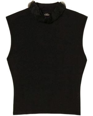 Twinset Ruffled-Neck Knit Top - Black