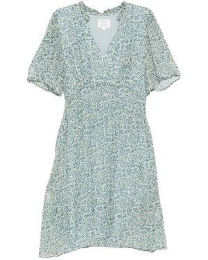 MAISON 123 Balmana Floral-Print Ruffled-Collar Mini Dress - Green