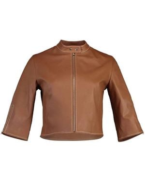 Susan Bender Tab-Collar Biker Jacket - Brown