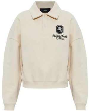 Amiri Ma Chateau Embroidered Polo Top - White