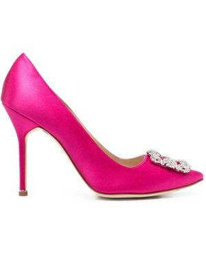 Manolo Blahnik Hangisi Crystal-Buckle Pumps - Pink