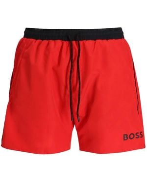 BOSS Drawstring Swim Shorts - Red