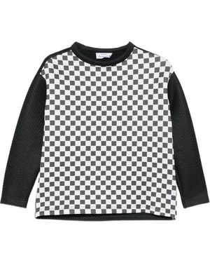 The Artistylist Checkerboard-Print Panelled Sweatshirt - Black