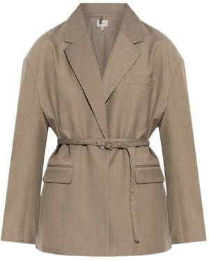Gestuz Belted Single-Breasted Blazer - Natural