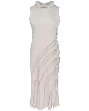 Club21 Ava Ruffled Sleeveless Midi Dress - White