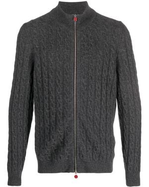 Kiton Cable-Knit Cashmere Jacket - Gray