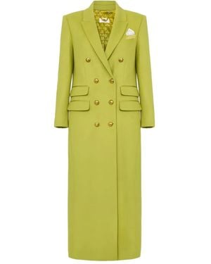 Elisabetta Franchi Double-Breasted Pocket-Square Coat - Yellow
