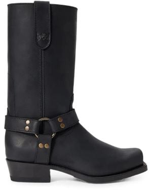 Polo Ralph Lauren Botines Con Puntera Cuadrada Y Arnés - Negro