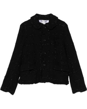 Comme des Garçons Check-Pattern Peter-Pan-Collar Jacket - Black