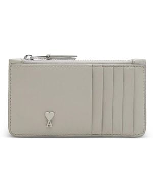Ami Paris Ami De Coeur Leather Cardholder - Grey