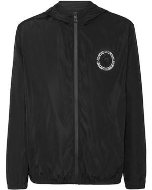 Philipp Plein Carbon Tiger Hooded Windbreaker - Black