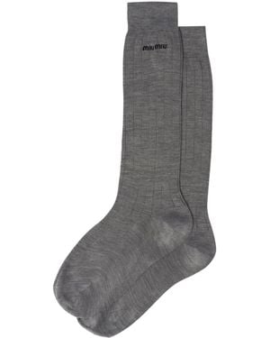 Miu Miu Calcetines De Seda - Gris