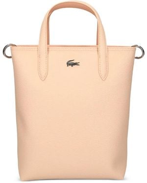 Lacoste Mini Textured Leather Tote Bag - Natural