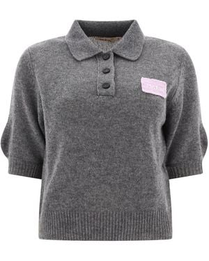 Marni Cashmere Polo Jumper With Patch - Grey