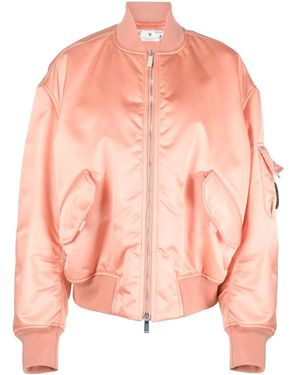 Off-White c/o Virgil Abloh Laundry Logo-Patch Bomber Jacket - Pink