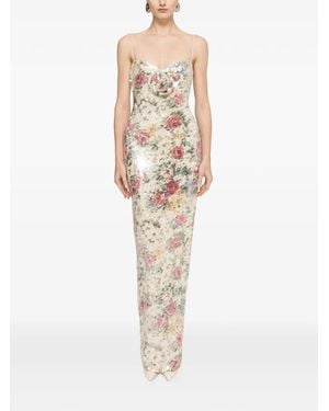 Nissa Floral-Appliqué Maxi Dress - White