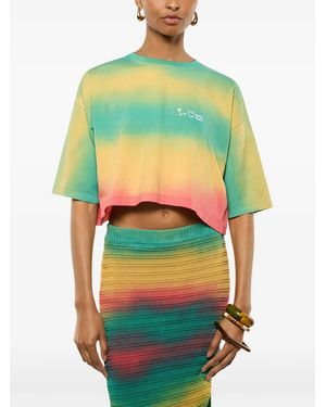 Laneus T-Shirt Crop À Imprimé Tie Dye - Green