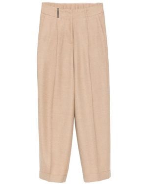 Peserico Pleated-Detail Turn-Up Pants - Natural