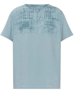 Maison Margiela Logo-Print T-Shirt - Blue
