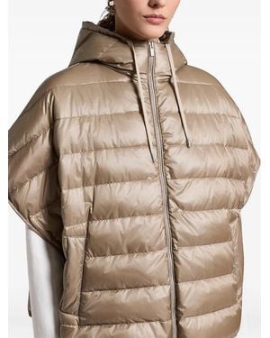 Peserico Hooded Zip Puffer Jacket - Brown