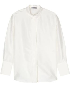 Alberto Biani Long-Sleeve Silk Shirt - White