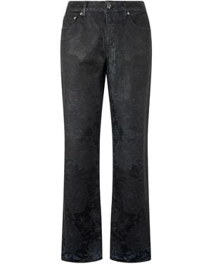 Roberto Cavalli Floral-Motif Faded Jeans - Gray