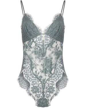 Zimmermann Body Lace Teddy Con Encaje Bordado - Azul