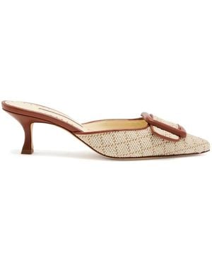 Manolo Blahnik Maysalebi Buckle-Detail Woven Pumps - Metallic